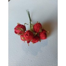 Цветы из ткани "бархат 2 см в пучках (6 шт) цв. красный, цена за пучок